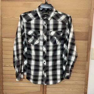 Helix Shirt Athletic Fit Small Plaid Gray  Long Sleeve Button Fitted Look